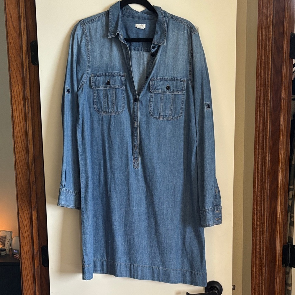 J. Crew Blue Long Sleeve Denim Dress